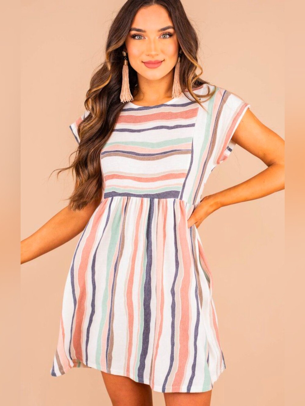 I Joah Premium Striped Cotton Dress  Small